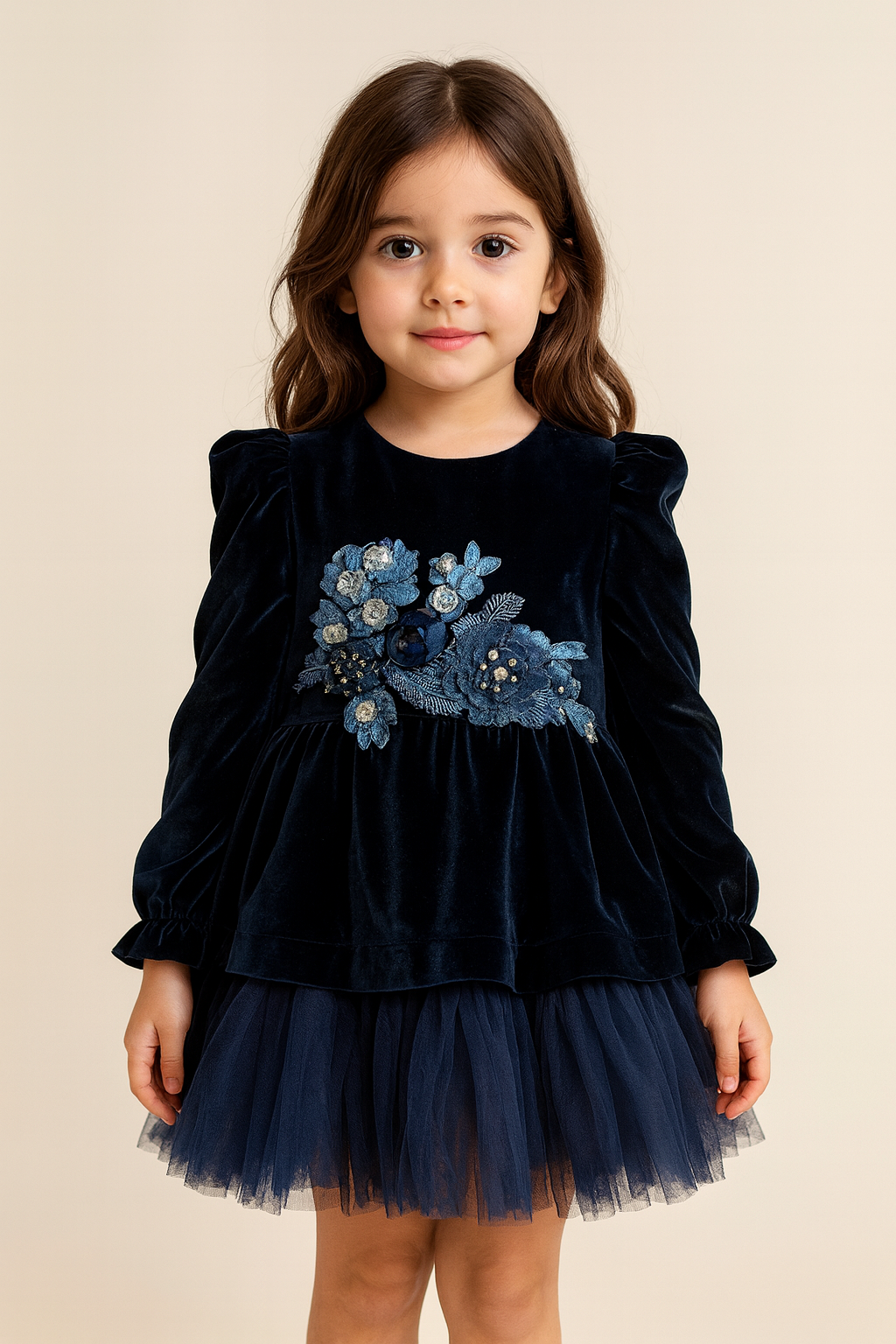 Navy Blossom Couture Dress NAS1028