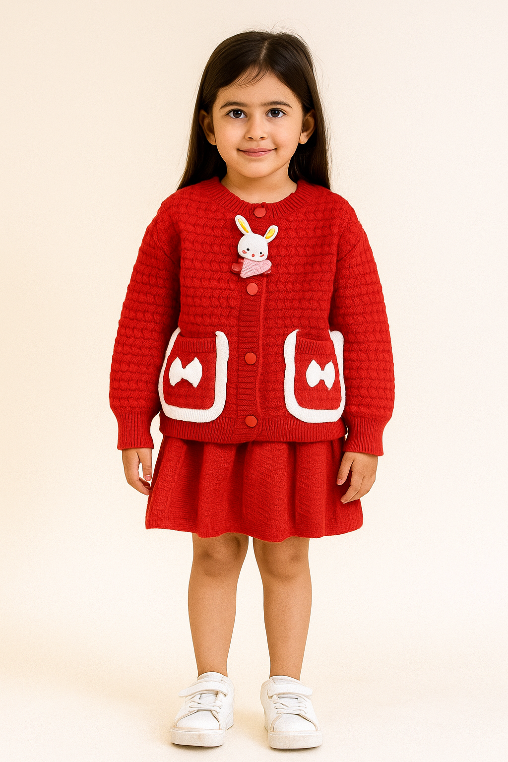 Red bow bunny skirtset