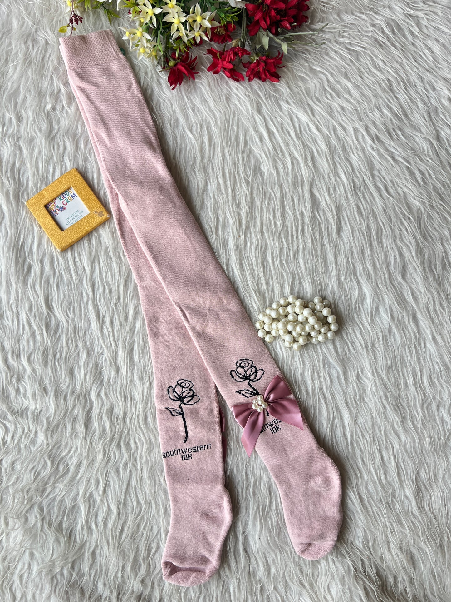 Pink rose pearl stocking
