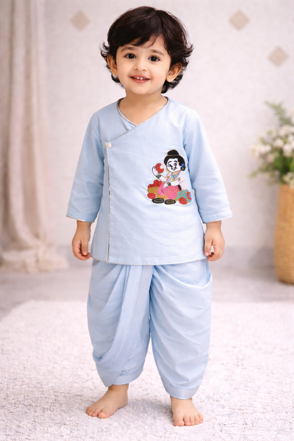 Pastel Blue Kurta Dhoti Set NAS1371