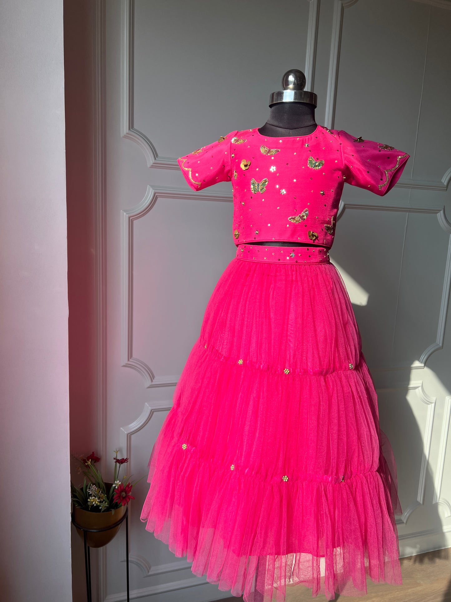 Pink butterfly lehenga NAS1070