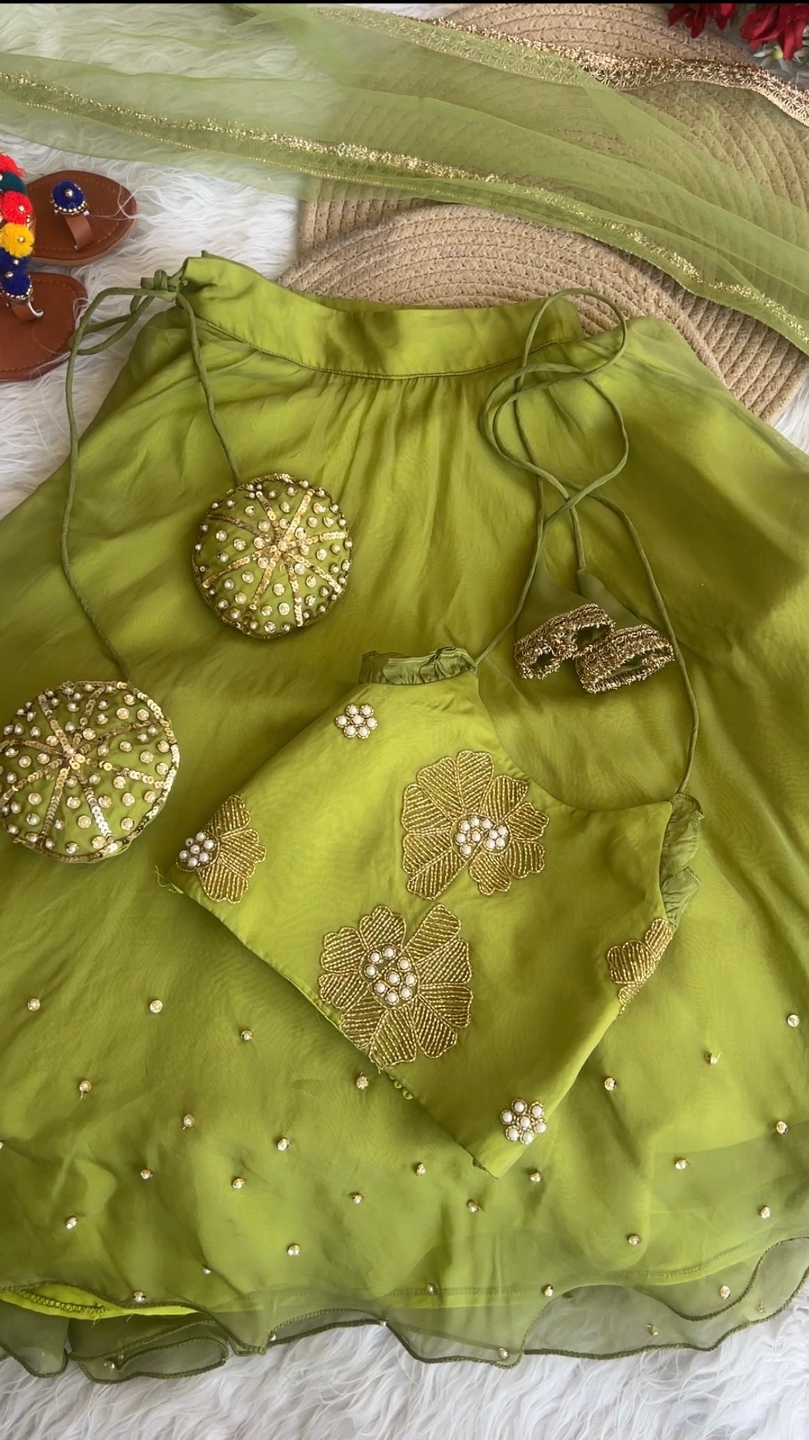 Glowing green lehenga