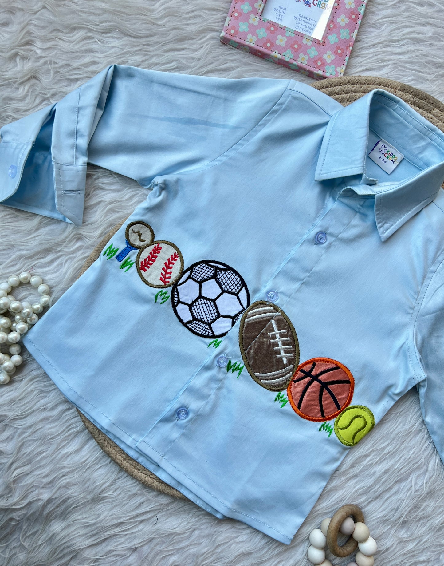 Blue embroided football shirt NAS787