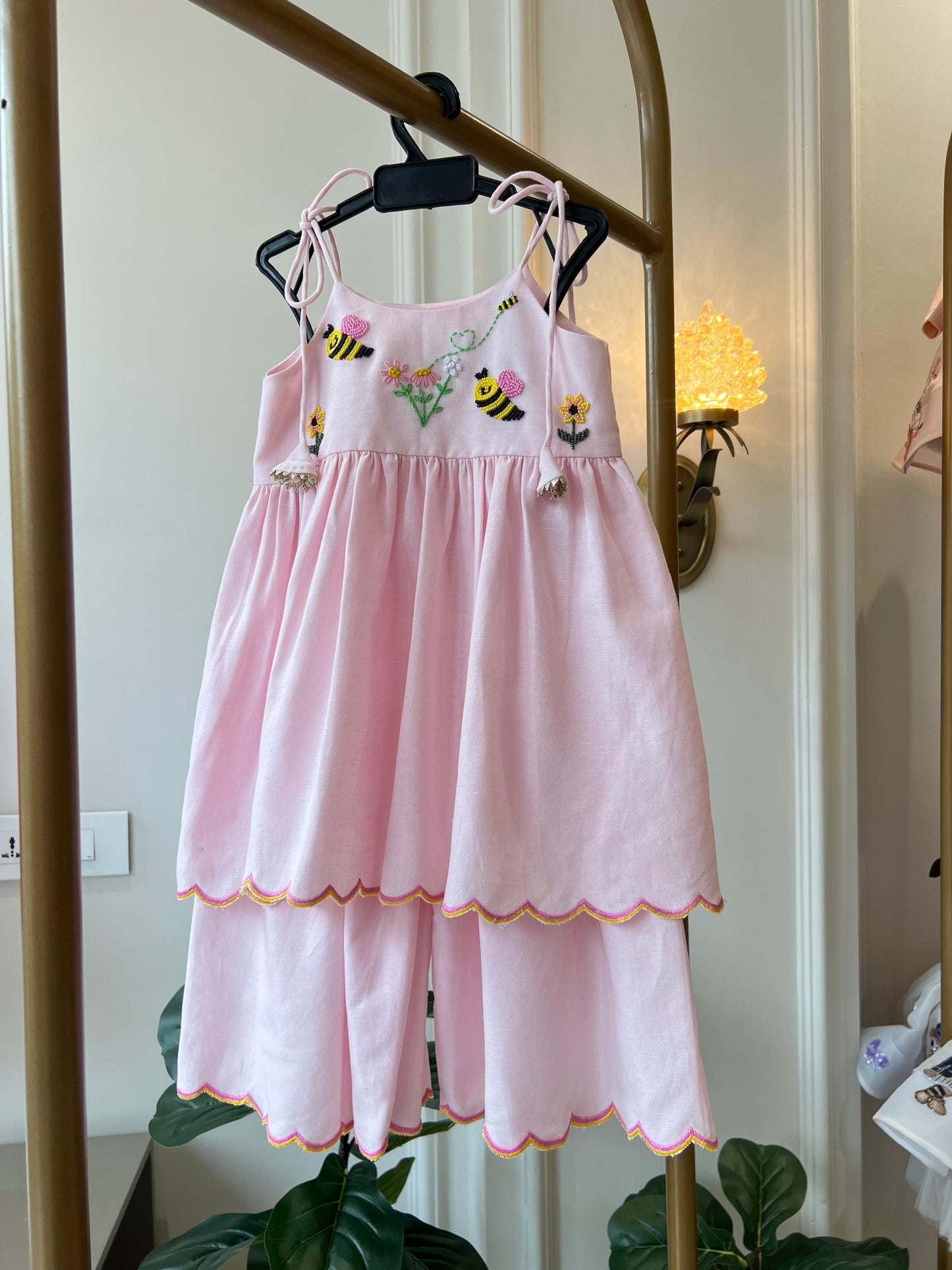 Pink Honeybee peplum set NAS1705