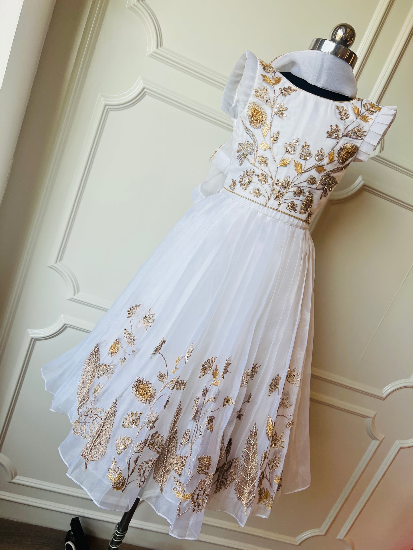 white golden lehenga