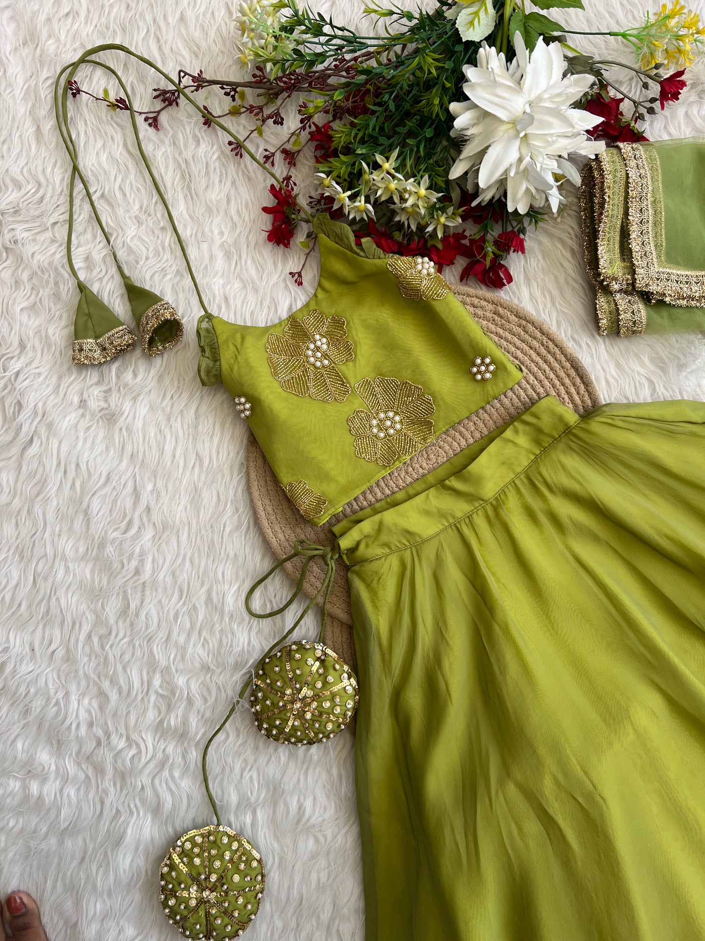 Glowing green lehenga