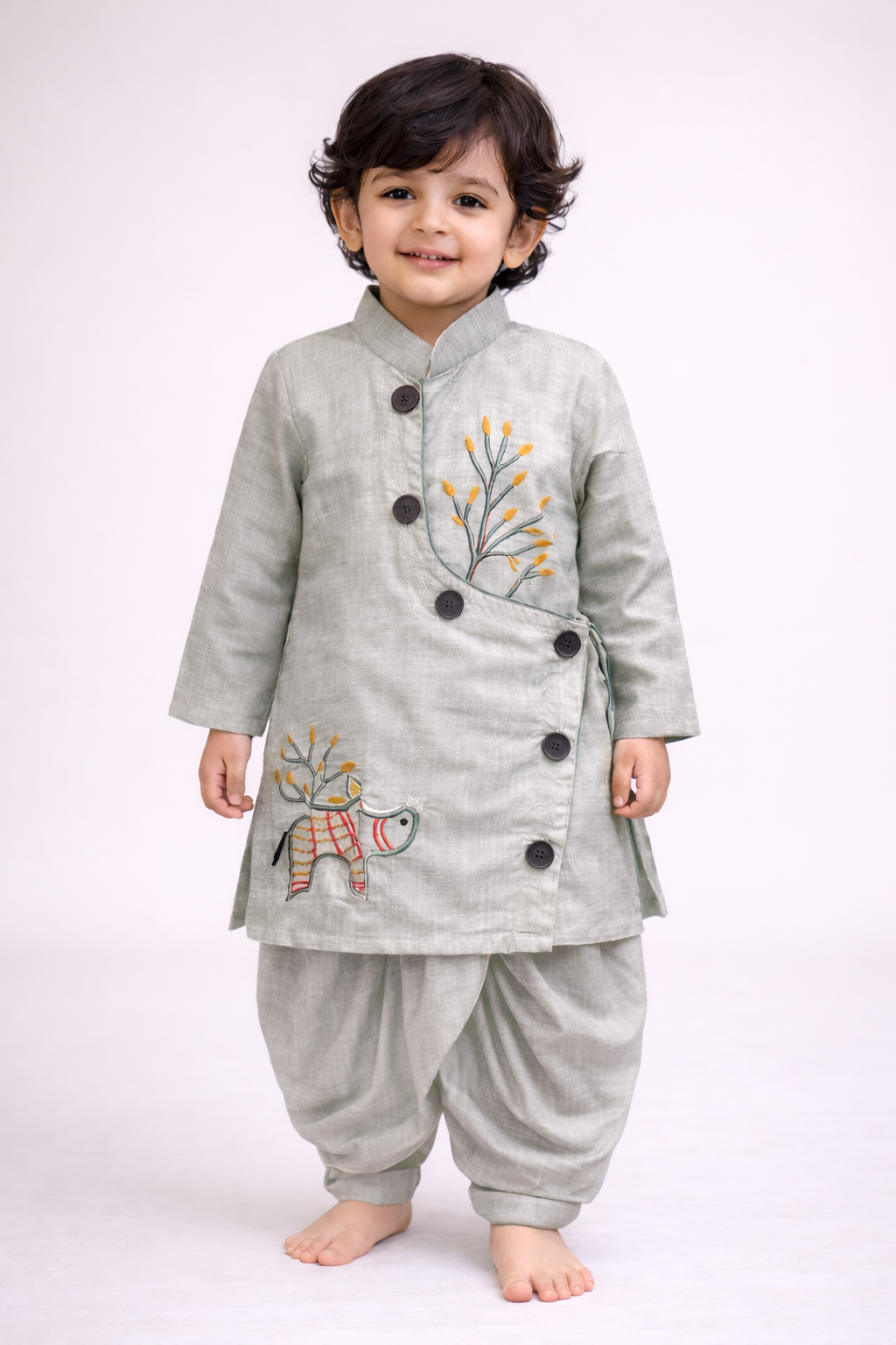 Mist Grey Kurta Dhoti Set NAS1369