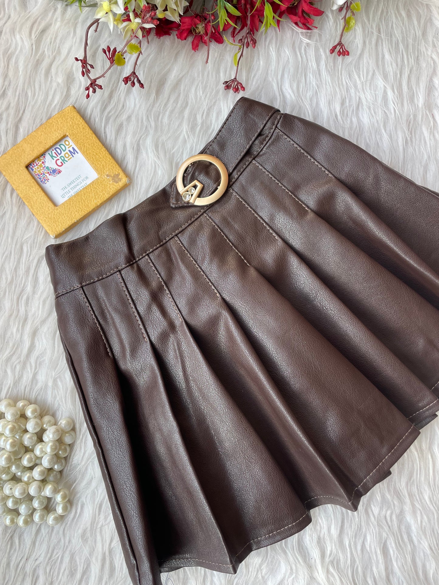 Brown leather skirt