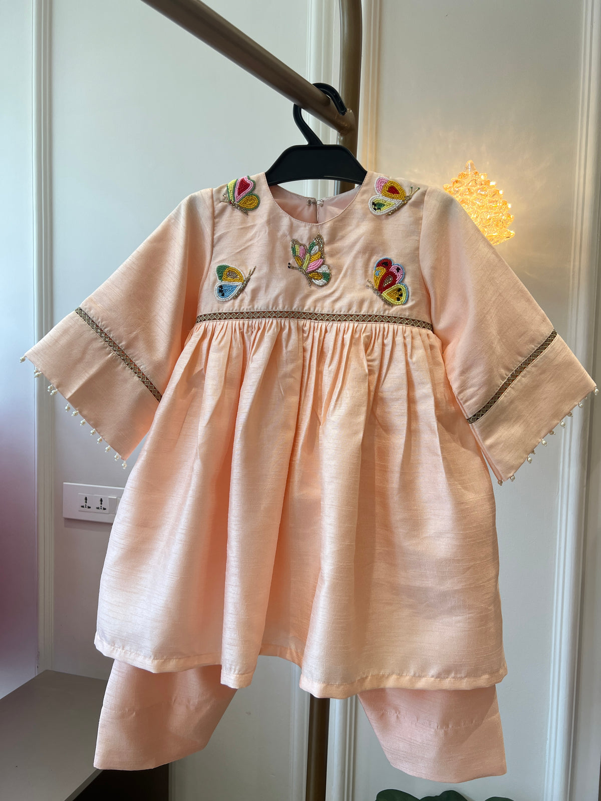 Peach Butterfly Chogga set