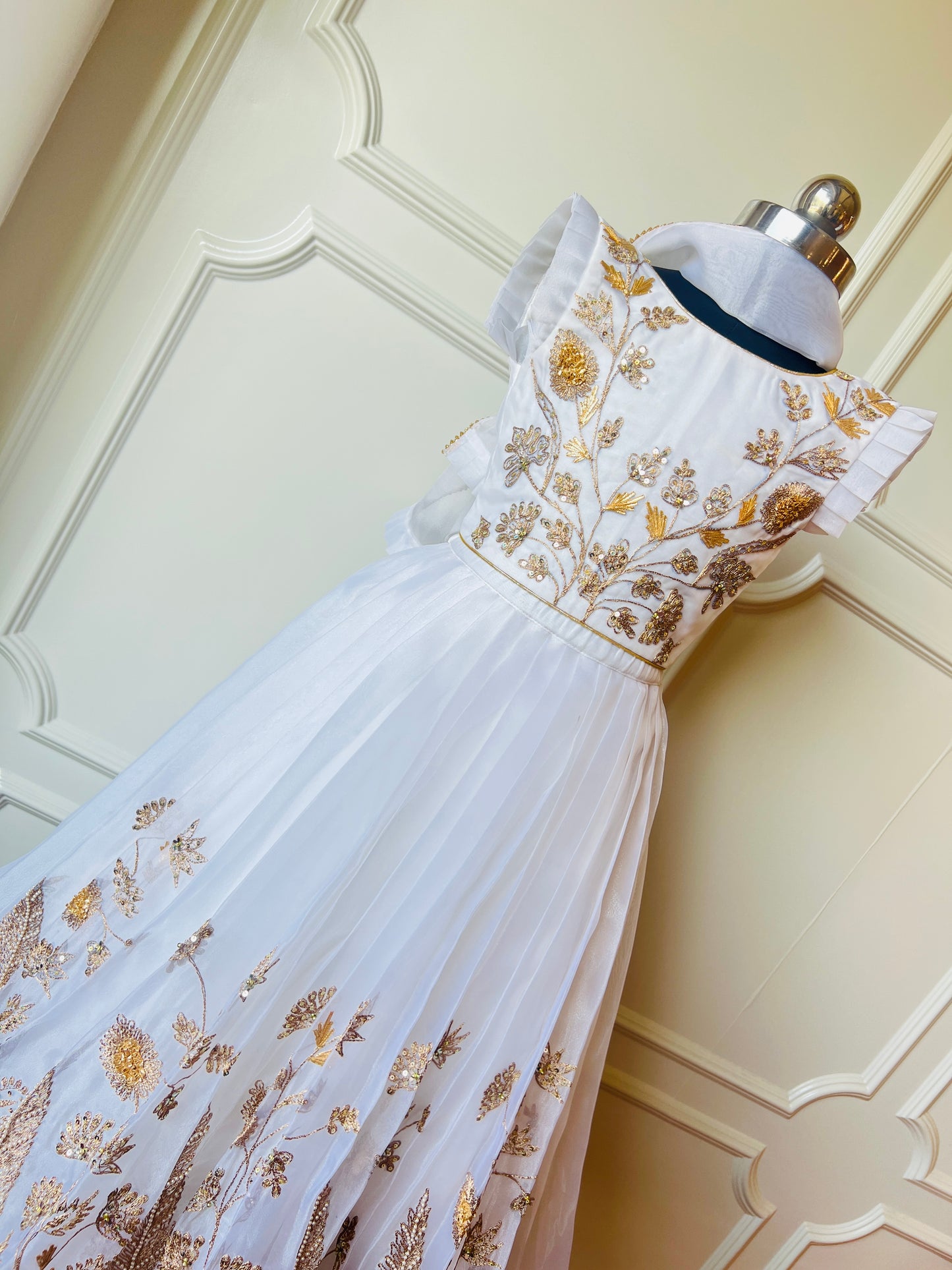 white golden lehenga