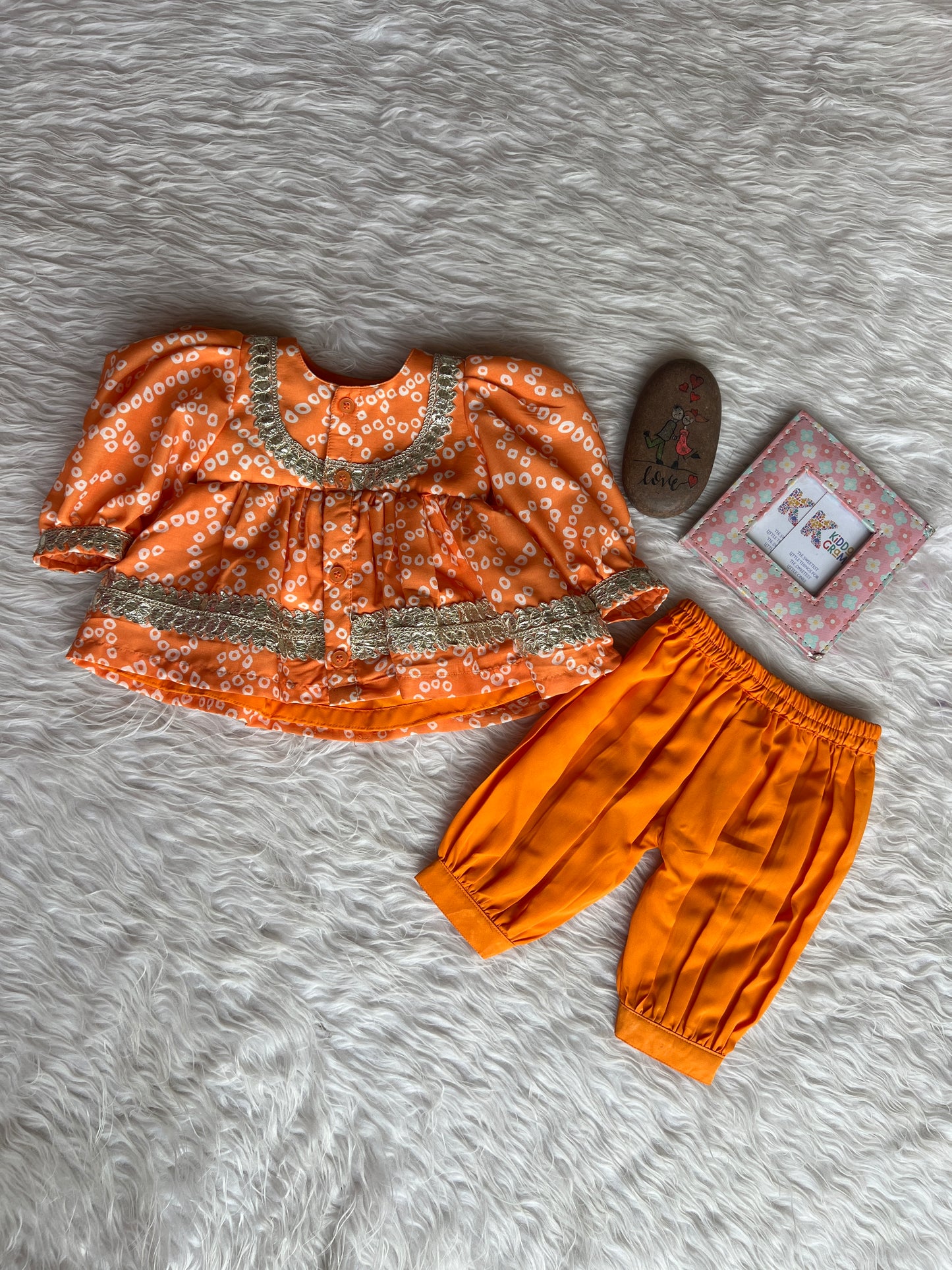 Orange bandhani peplum set NAS1730