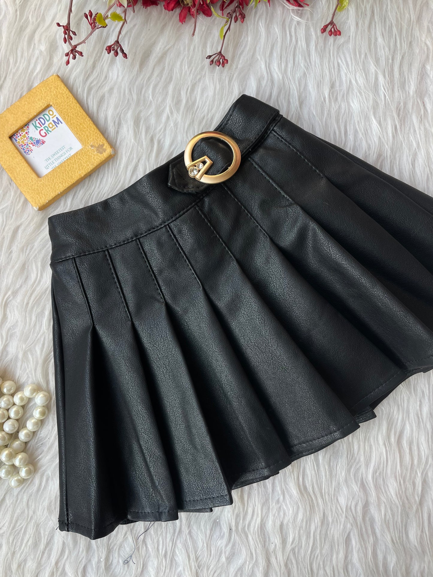 Black leather skirt NAS569