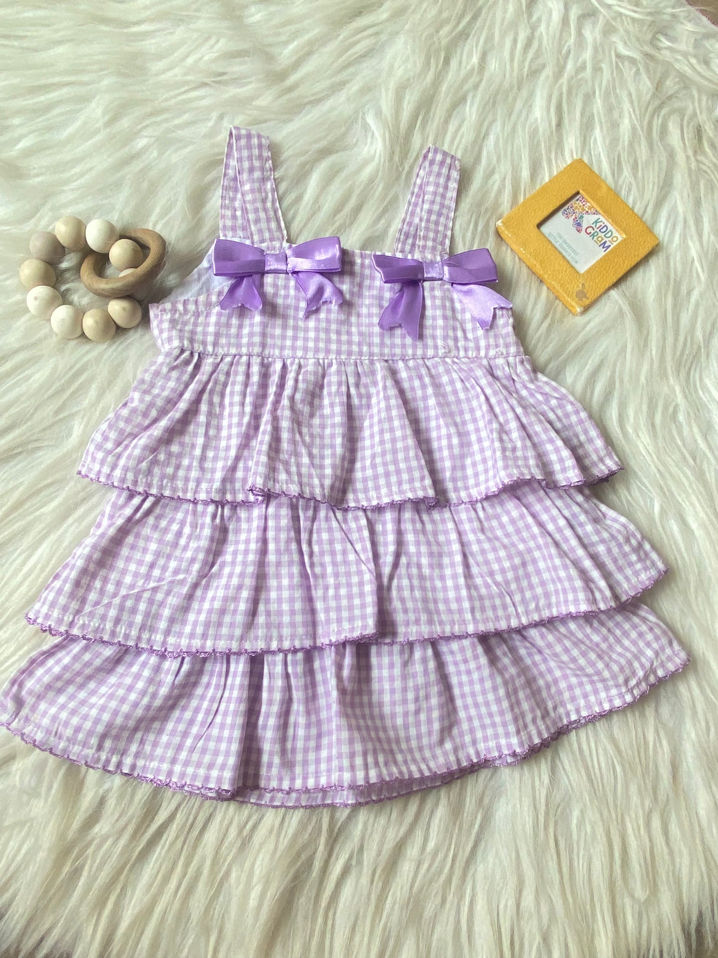 Purple Cute check Dress NAS481