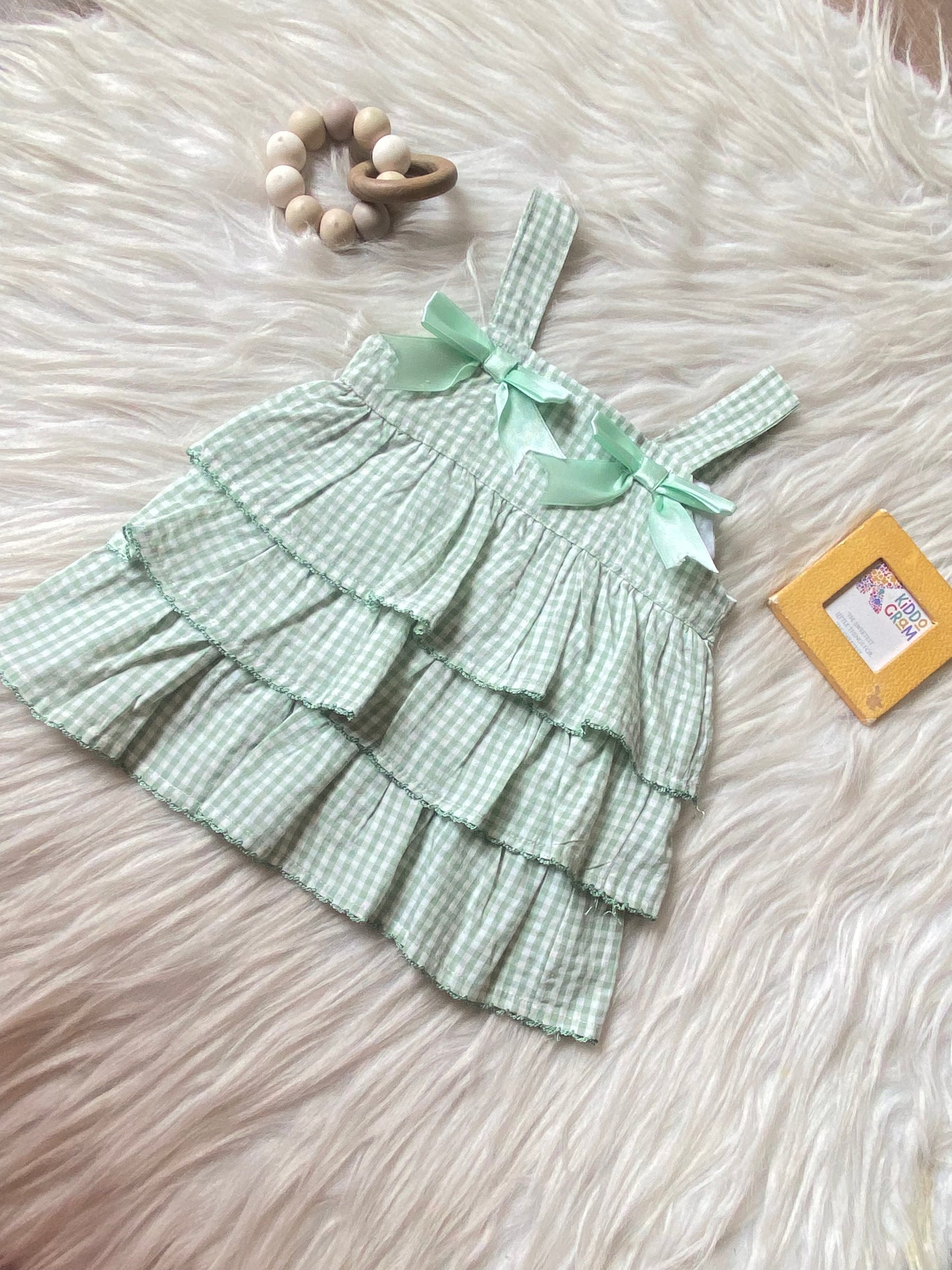 Green Cute check dress