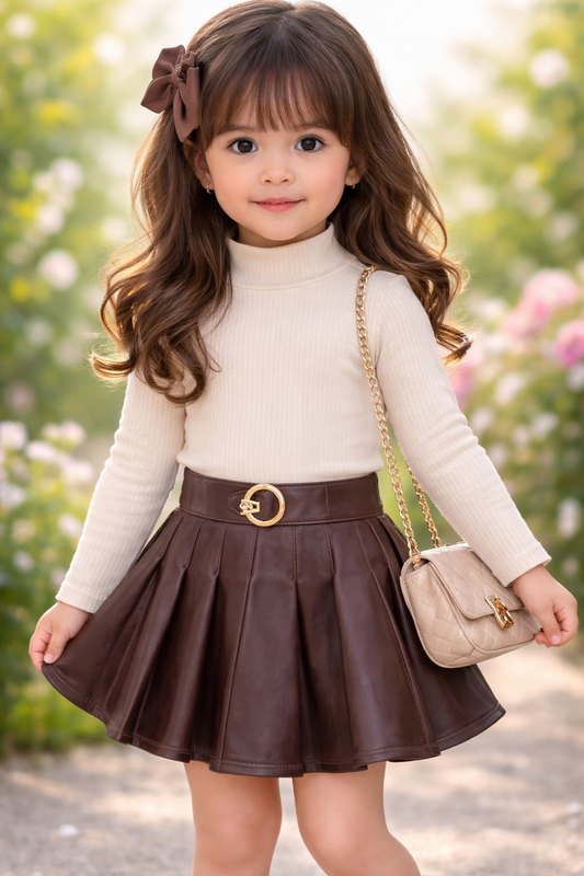 Brown leather skirt NAS570