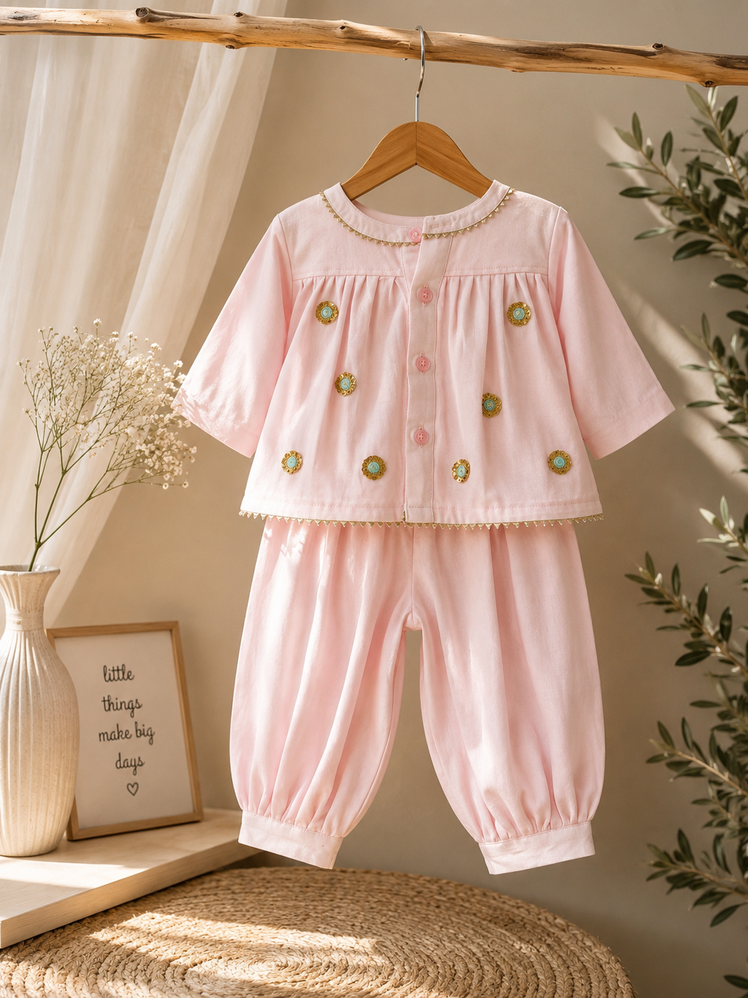 Meher Pink peplum set