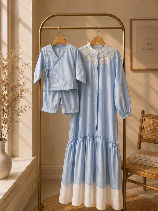 Blue Bond Mom and baby Combo set