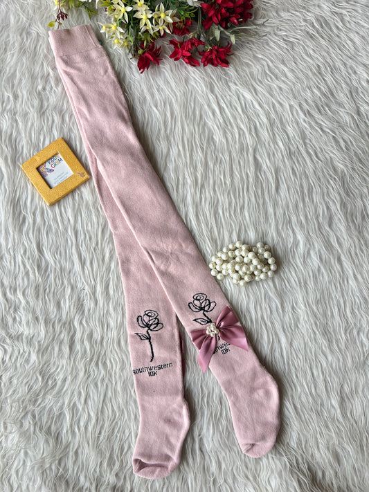 Pink rose pearl stocking