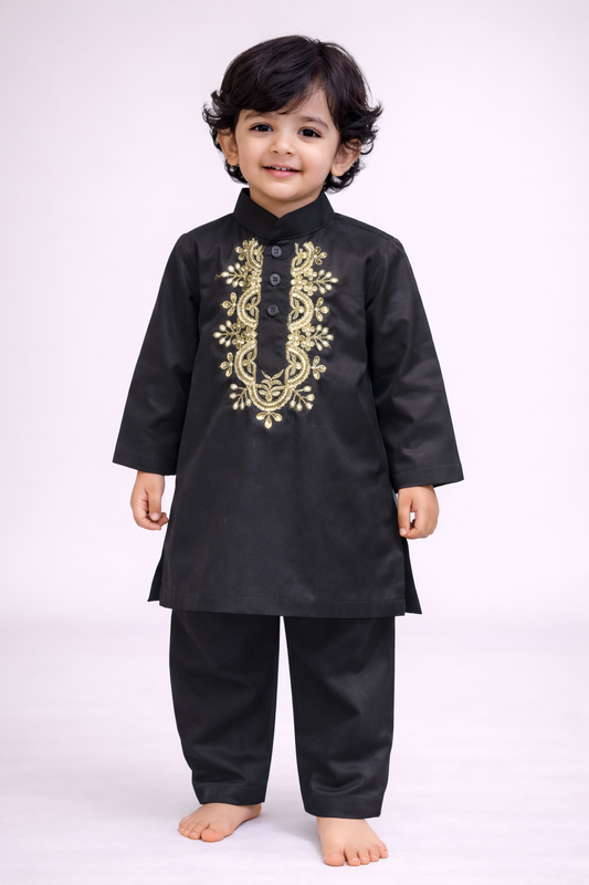 Black Embroidered Kurta Pajama NAS1367