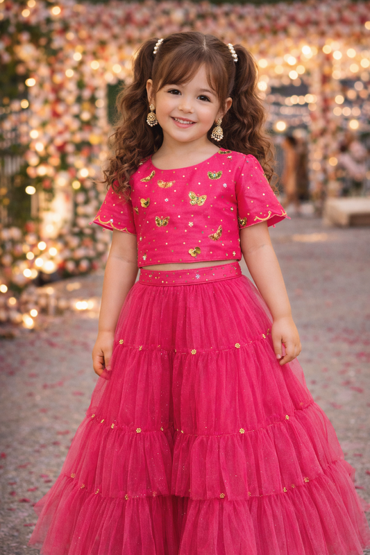 Pink butterfly lehenga NAS1070
