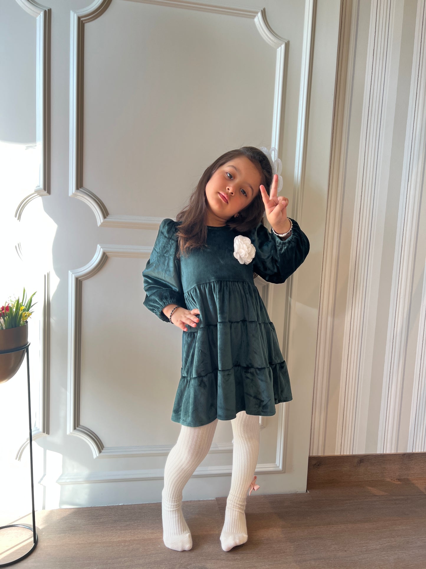 Little Green Velvet Dress