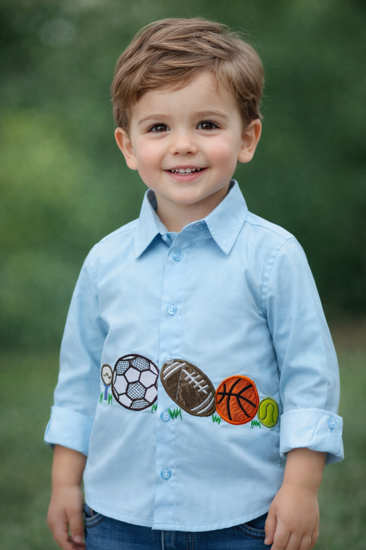 Blue embroided football shirt NAS787