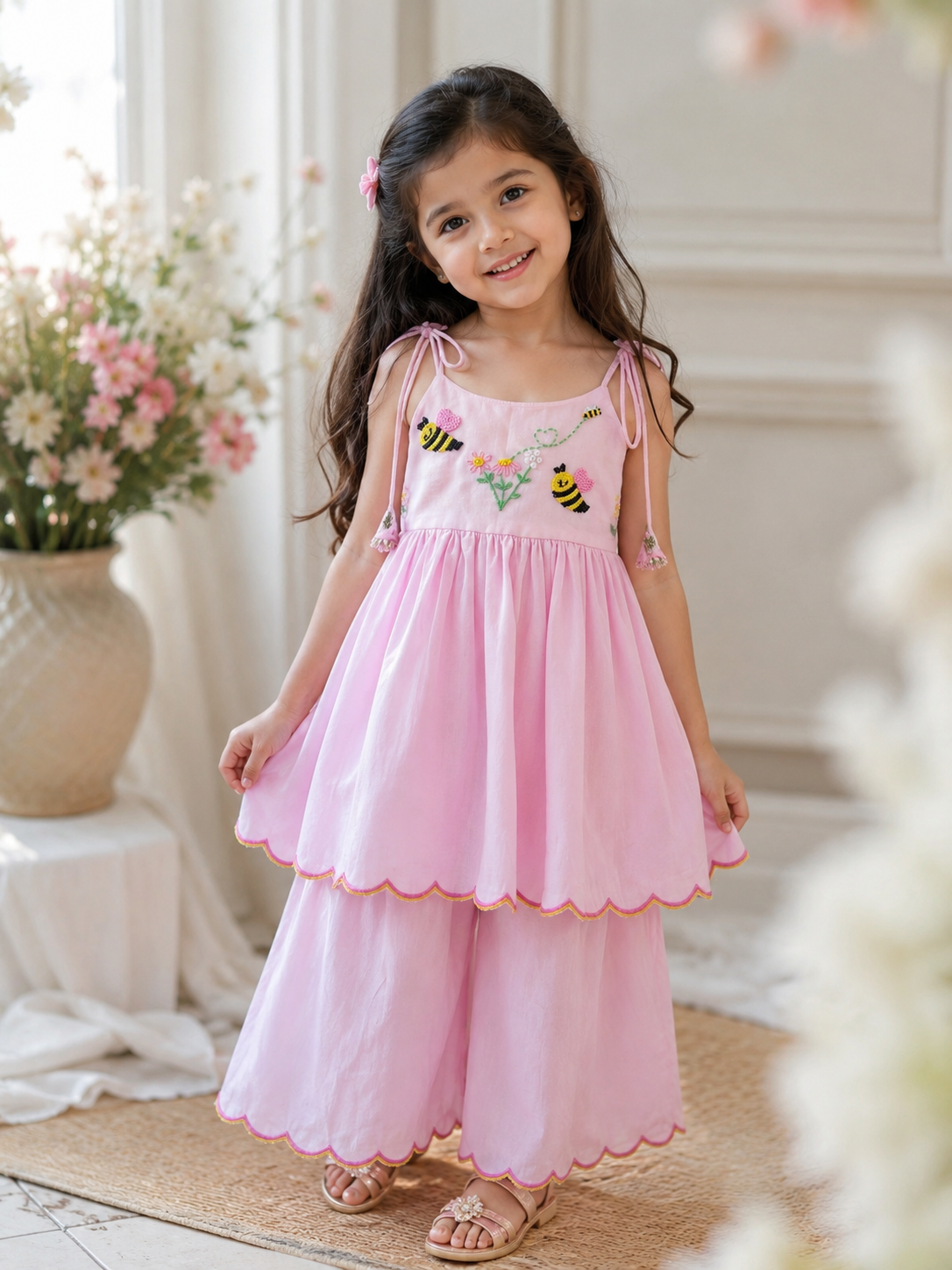 Pink Honeybee peplum set
