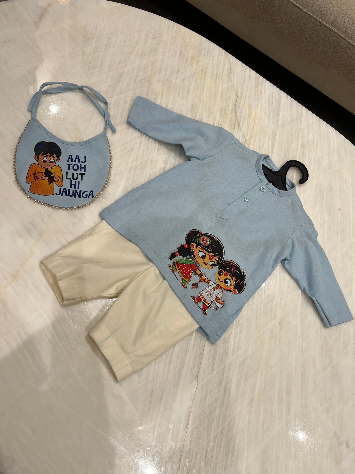 Tiny Sibling Tales kurta set🩵