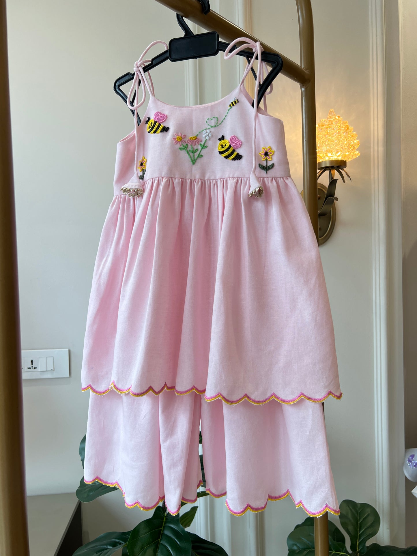 Pink Honeybee peplum set NAS1705
