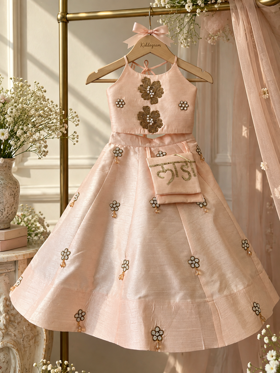 Peach Tessel Laado lehenga NAS1520