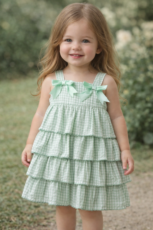 Green Cute check dress NAS483
