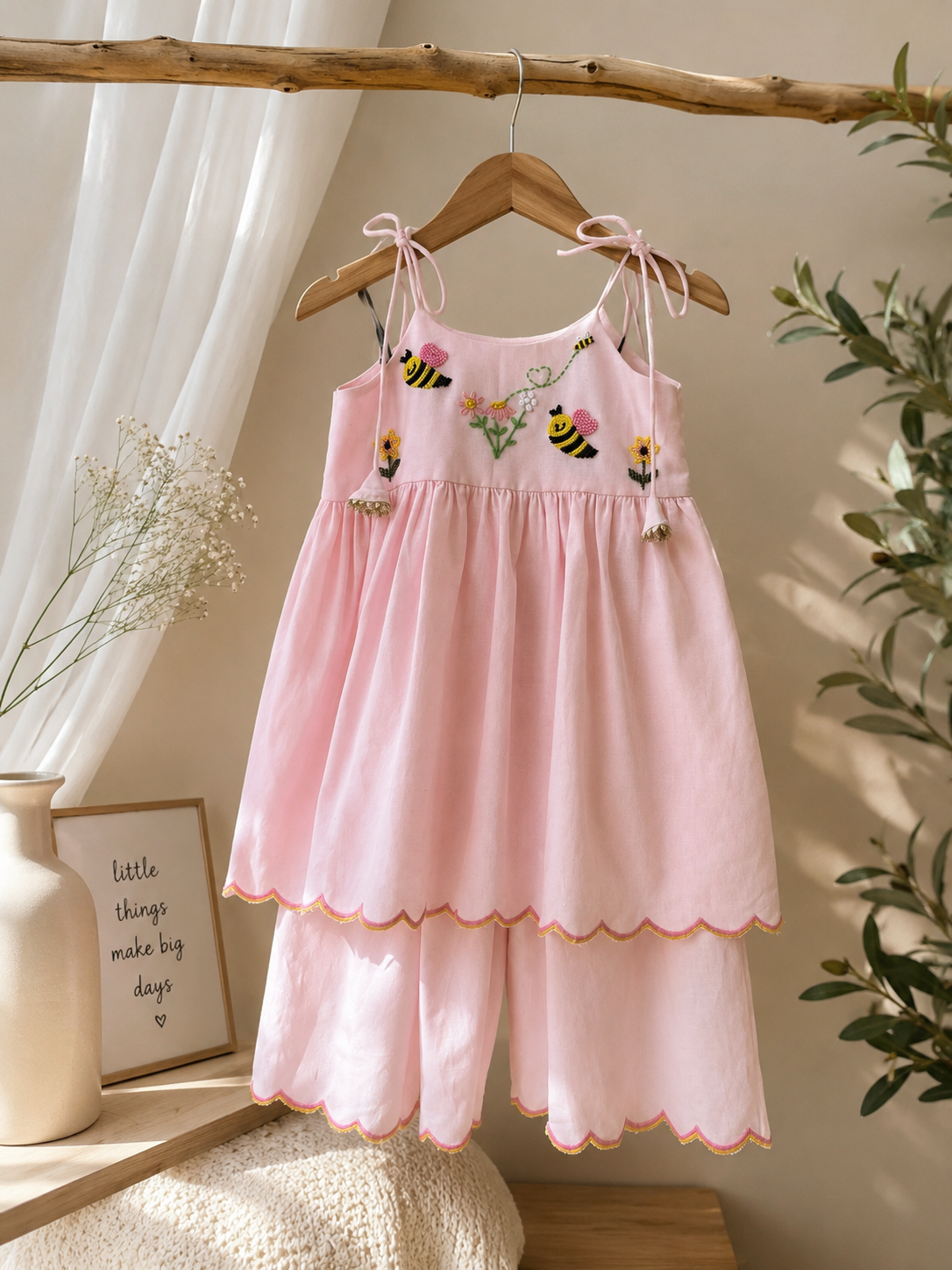 Pink Honeybee peplum set NAS1705
