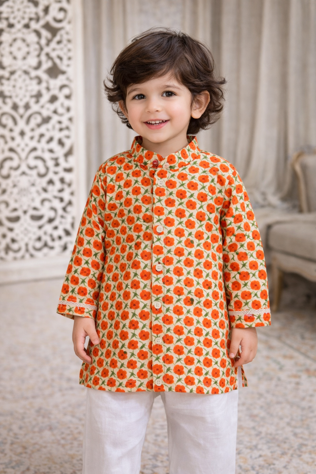 Orange Petal Kurta Set NAS621