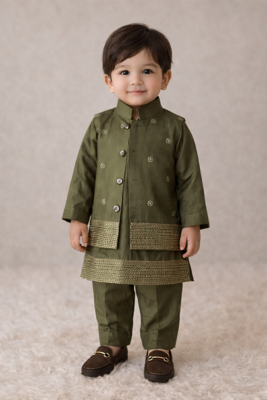 Royal Olive Kurta Set NAS1546