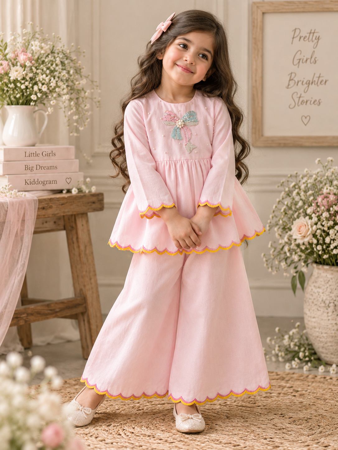 Bow Blush peplum set