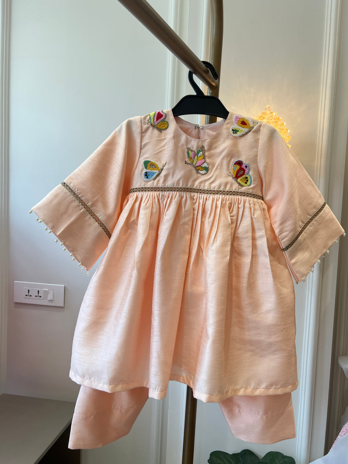 Peach Butterfly Chogga set