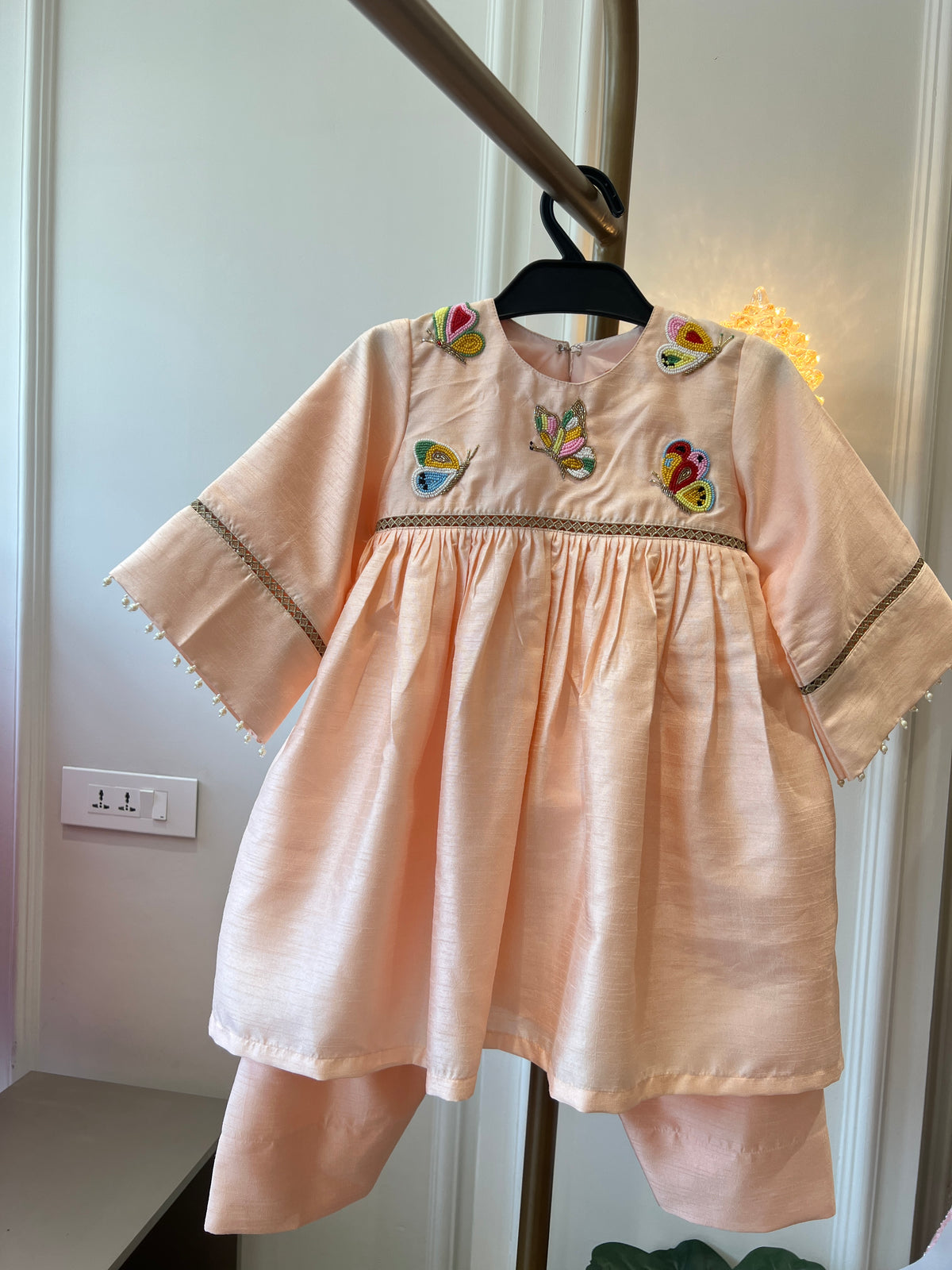 Peach Butterfly Chogga set