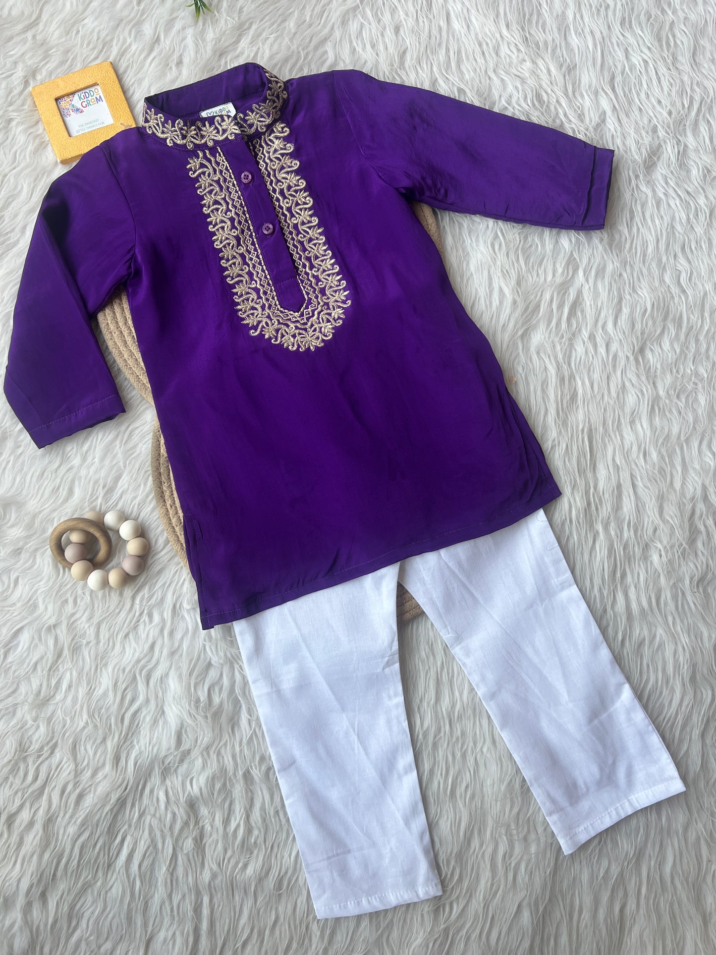 Purple embroidery kurta set