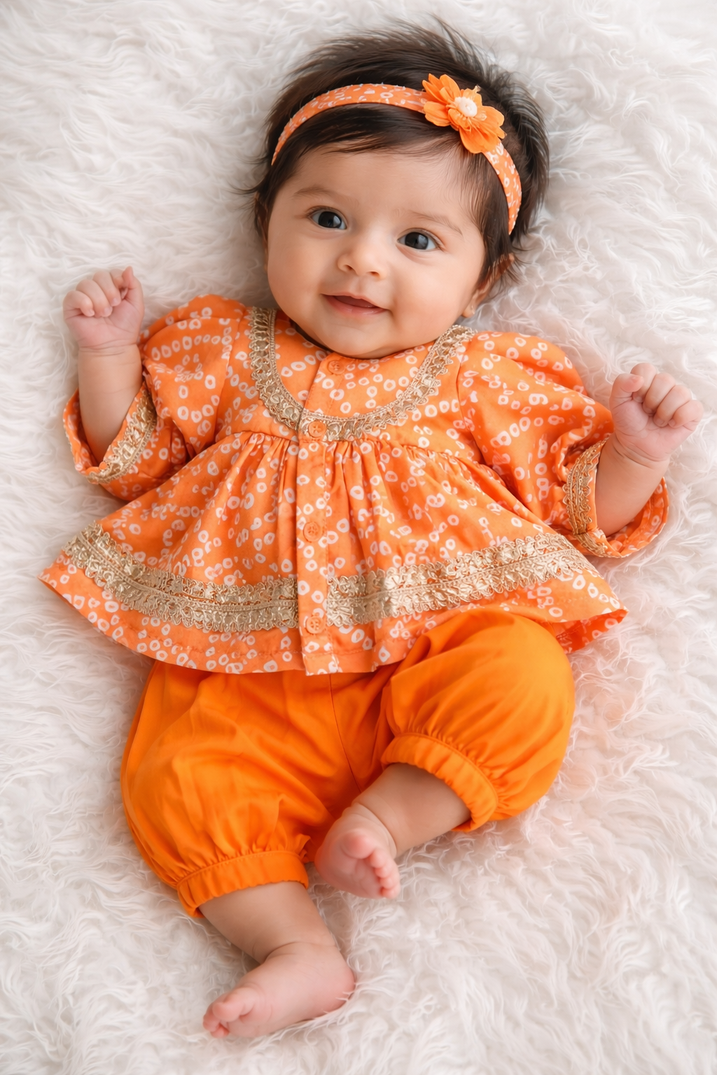 Orange bandhani peplum set NAS1730