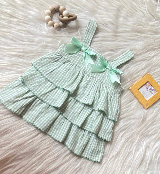 Green Cute check dress