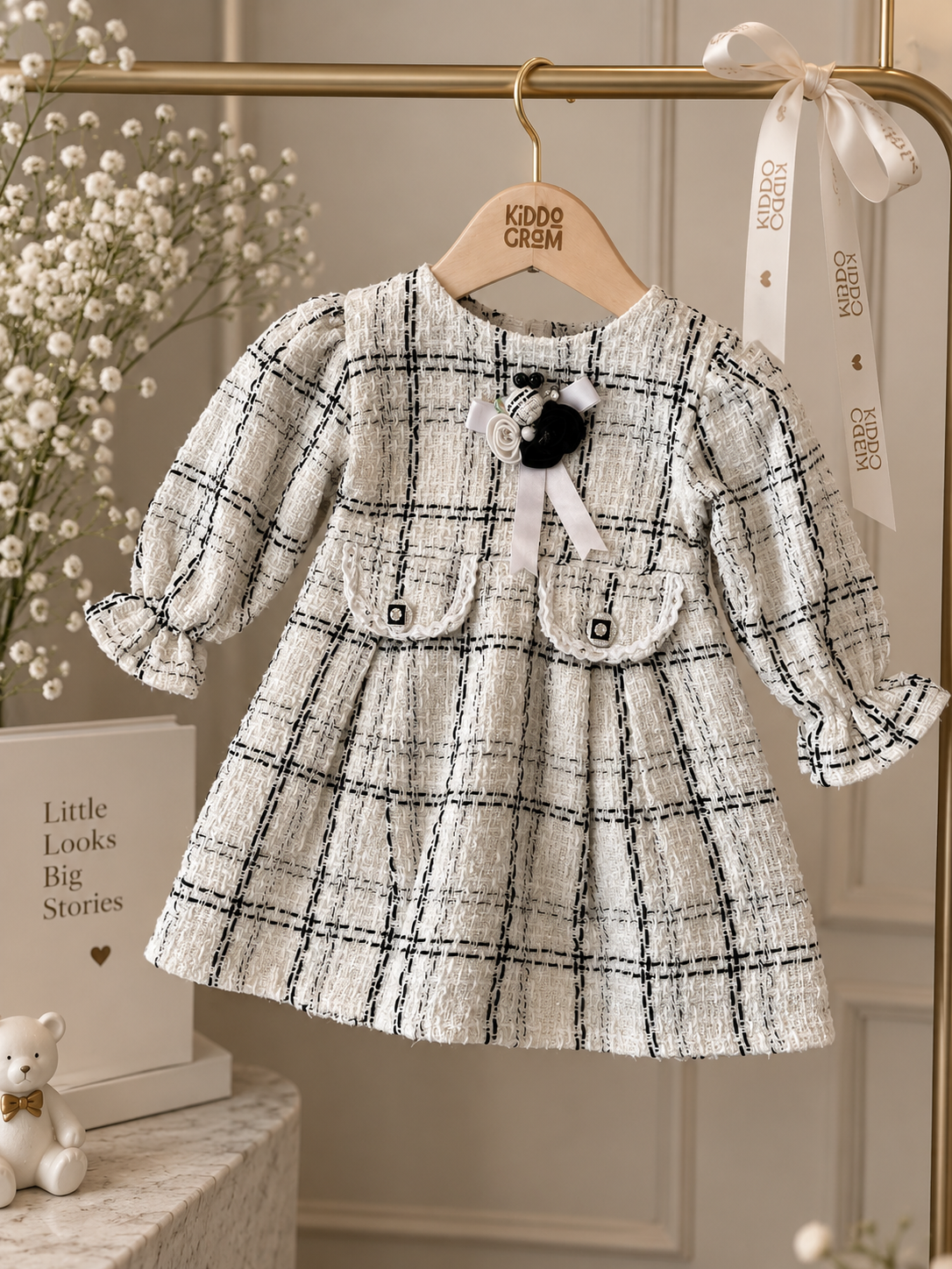 Ivory Noir tweed dress