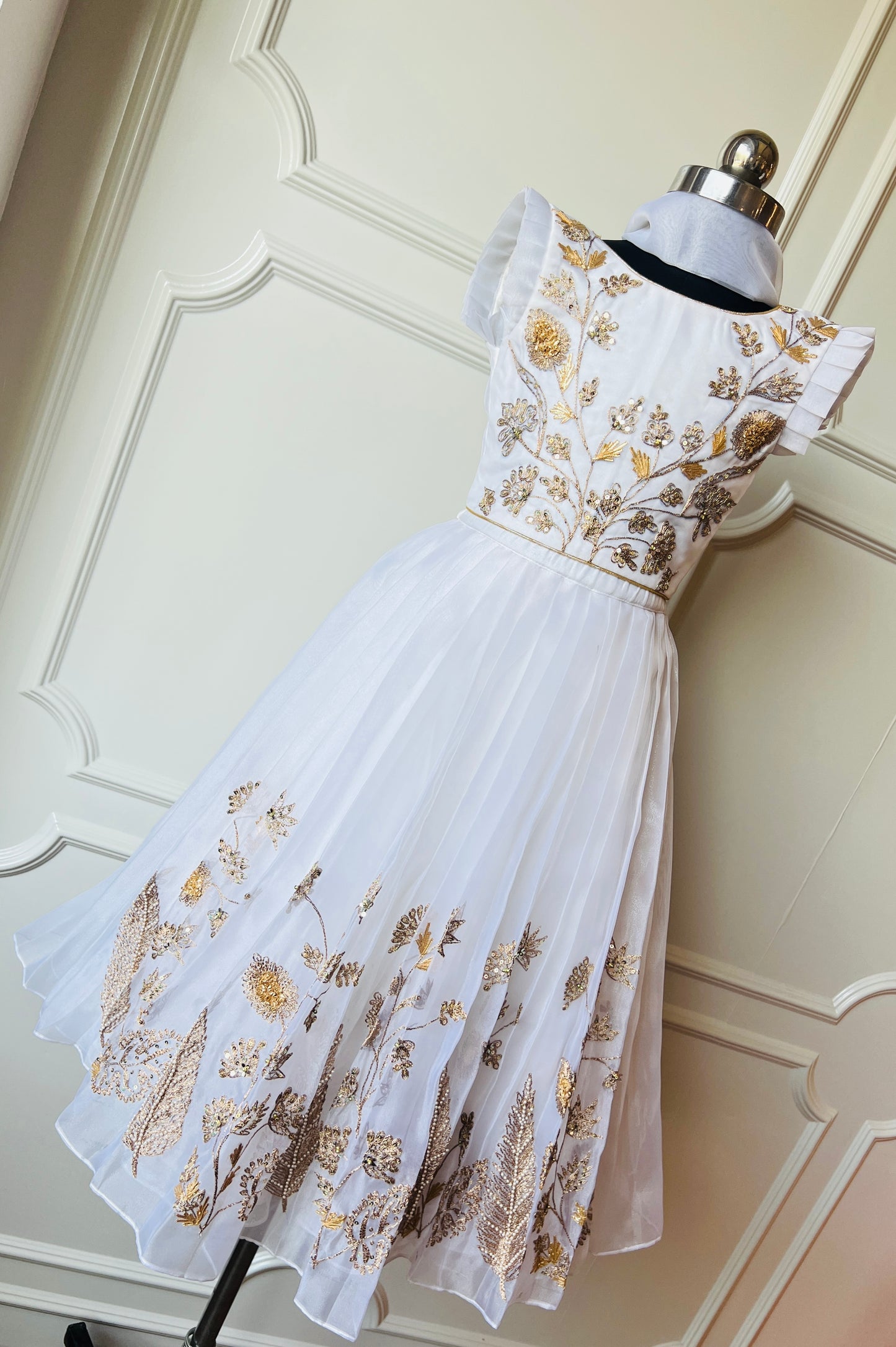 white golden lehenga
