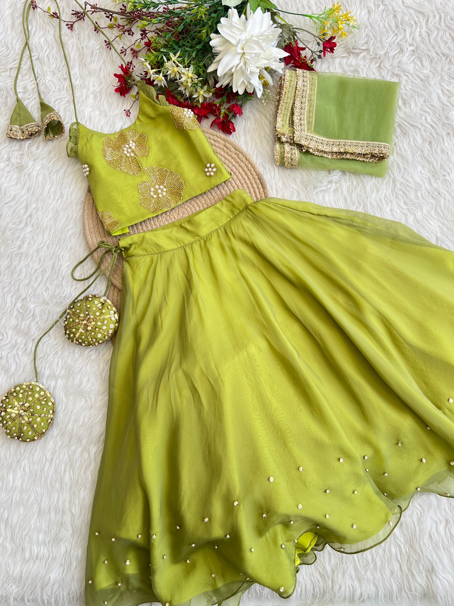 Glowing green lehenga