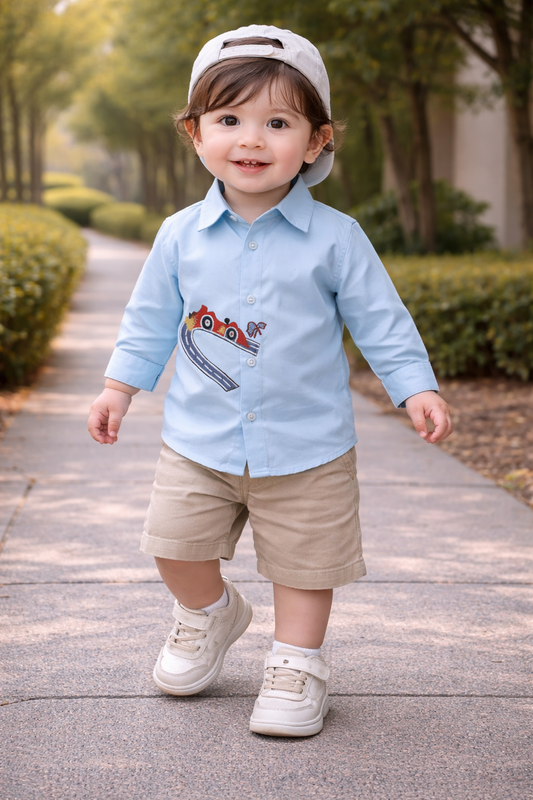 Blue embroided football shirt NAS787