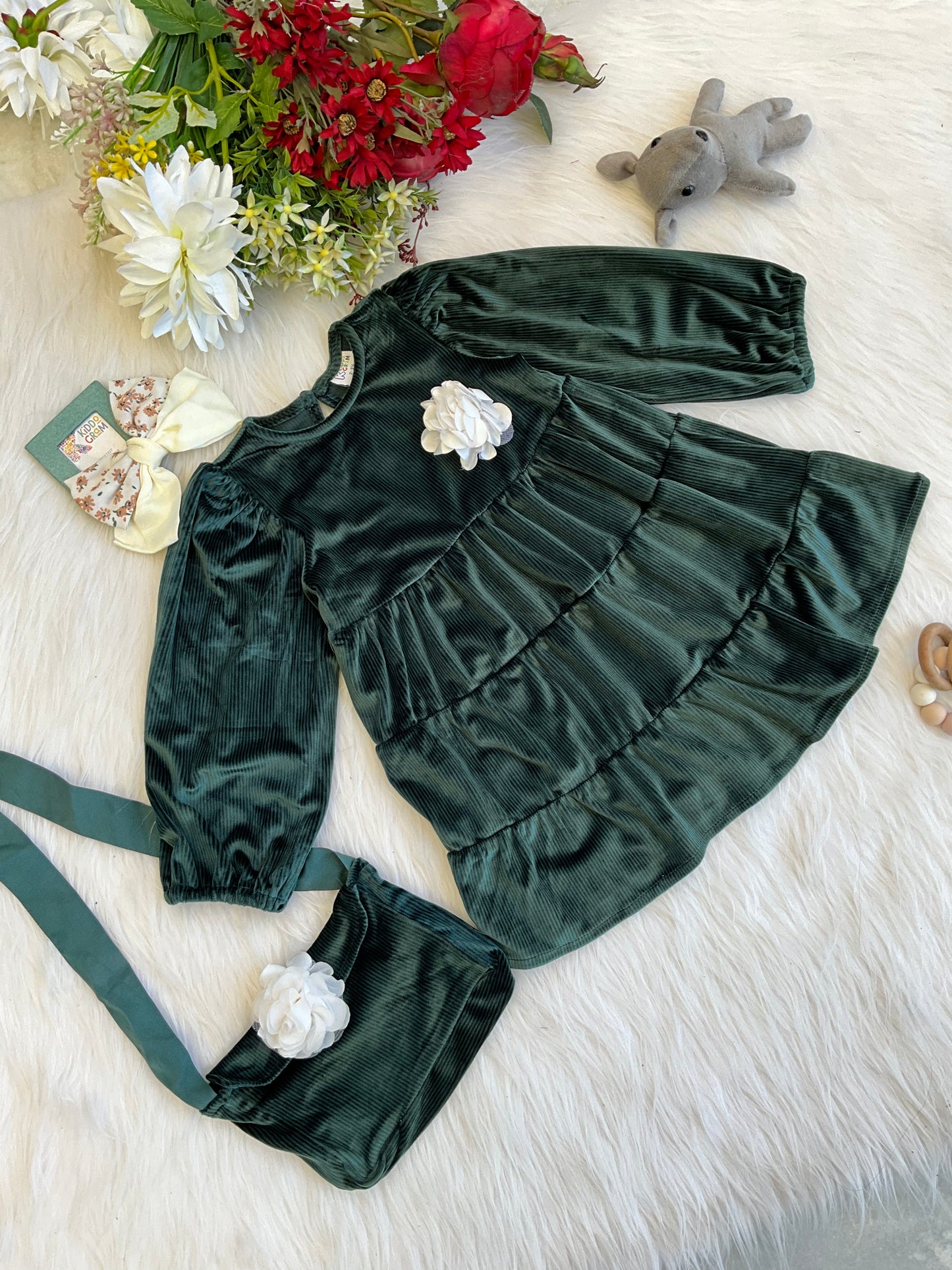 Little Green Velvet Dress