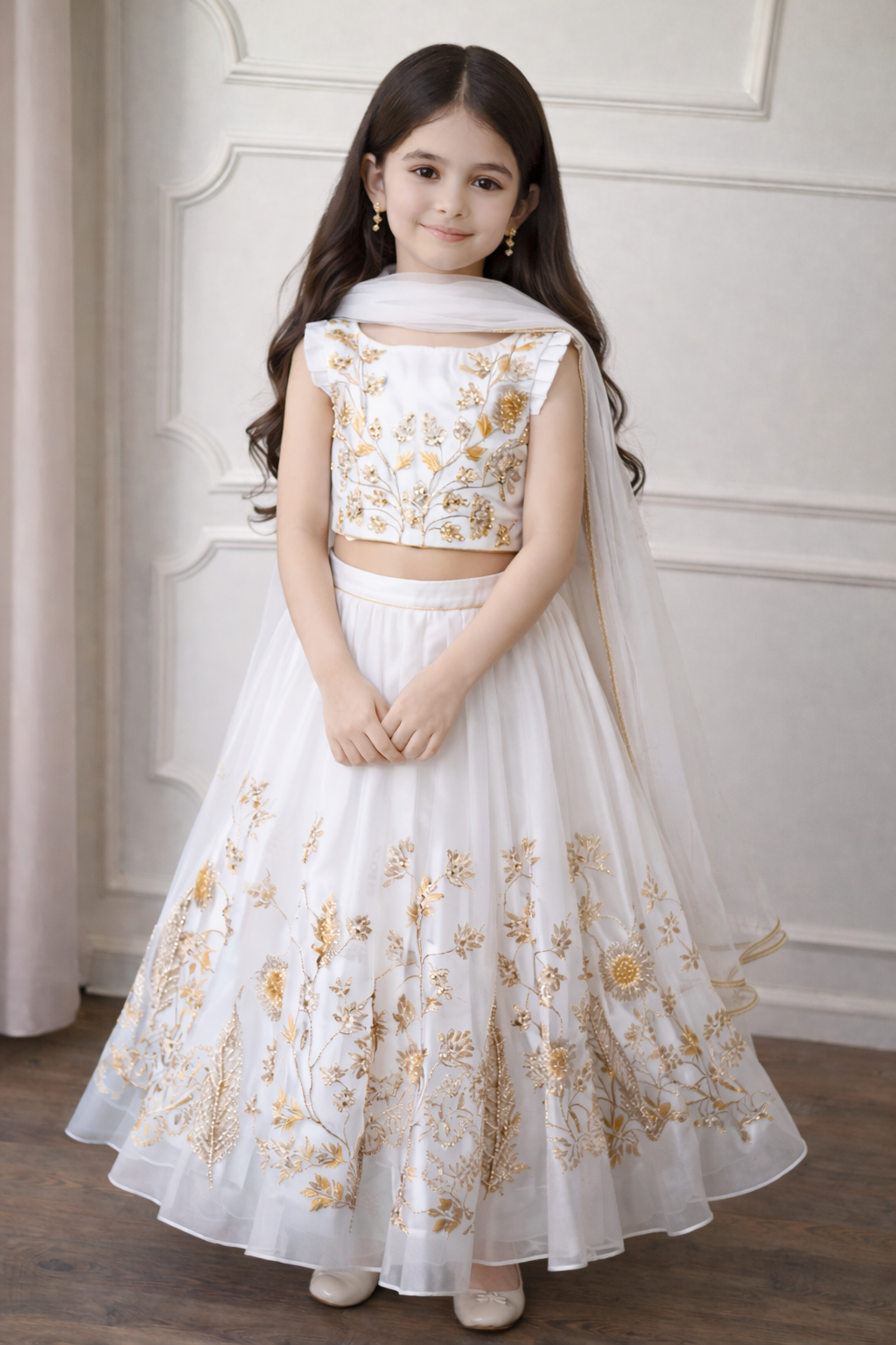 white golden lehenga NAS1246