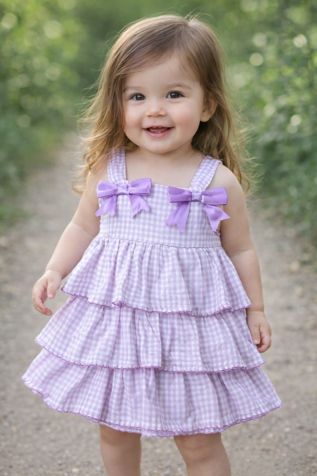 Purple Cute check Dress NAS481