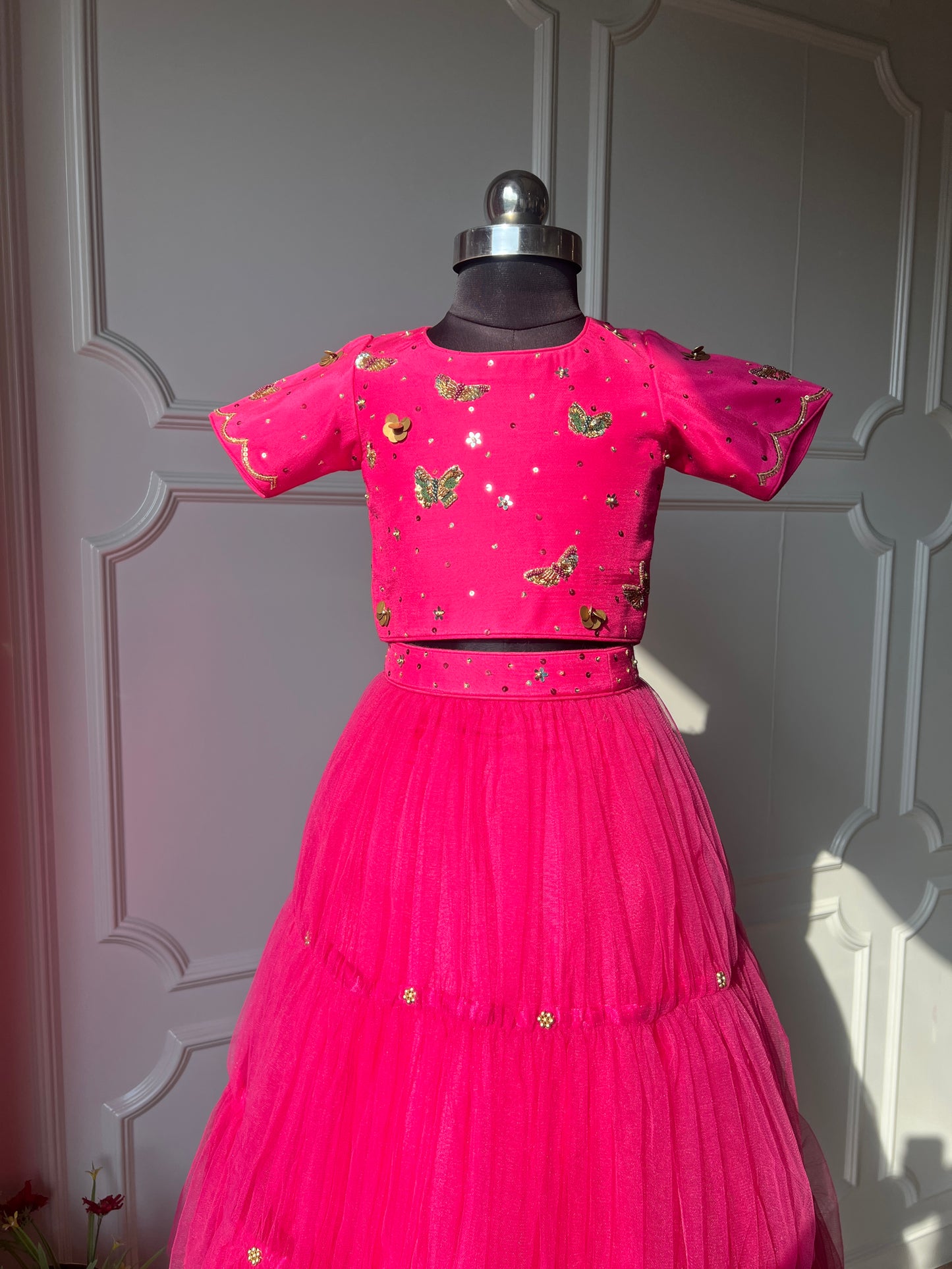 Pink butterfly lehenga