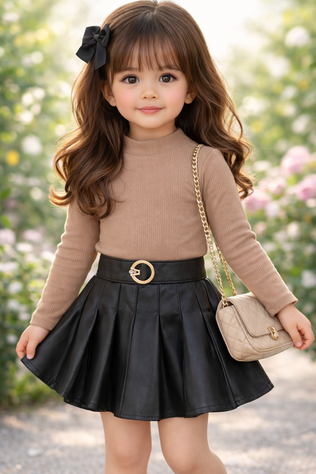 Black leather skirt NAS569