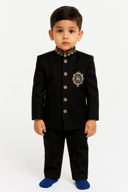 Elite Black Achkan Set NAS884